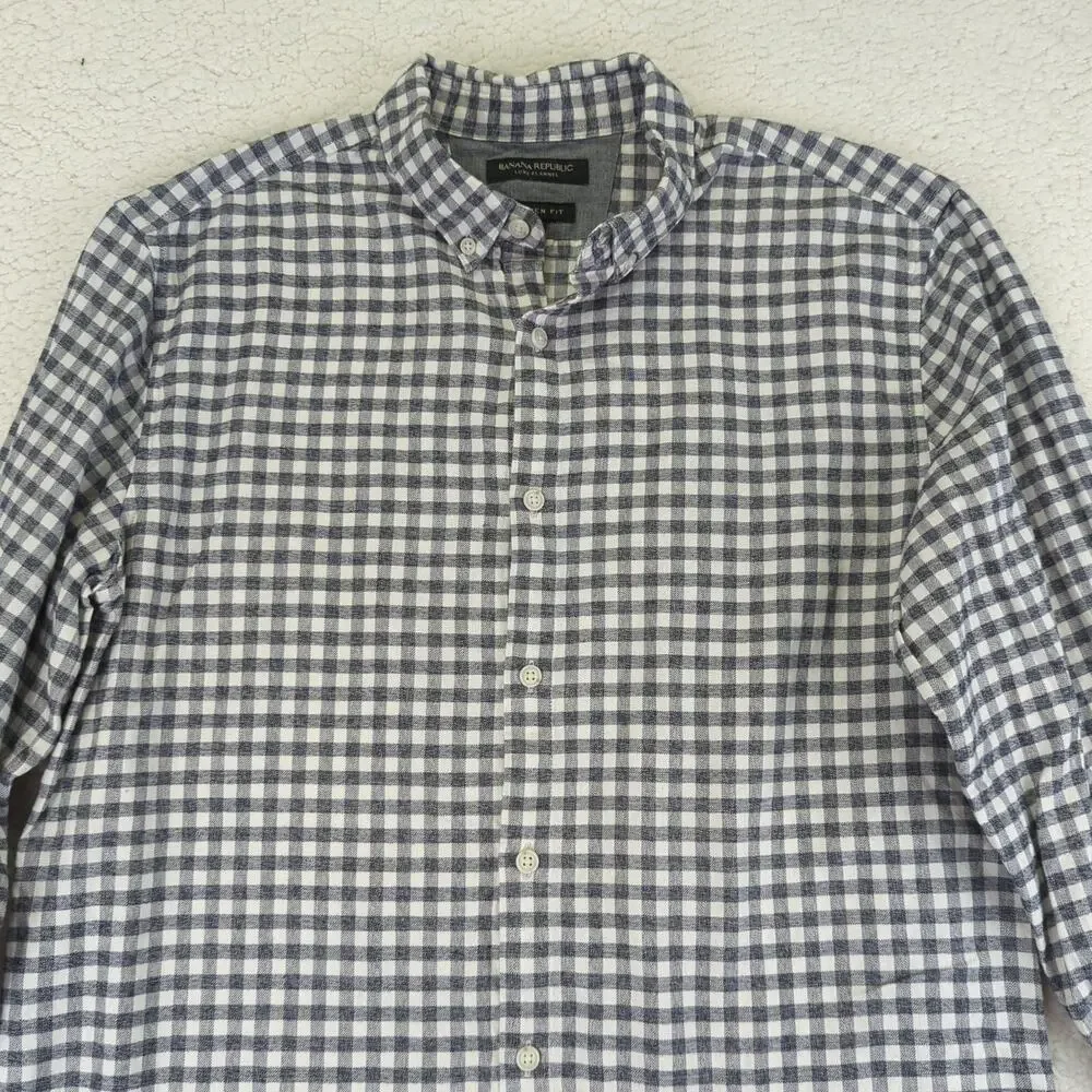 Banana Republic Camden Fit Luxe Flannel Button-down‎ Shirt Check Pattern Medium